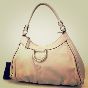 GUCCI white leather hobo